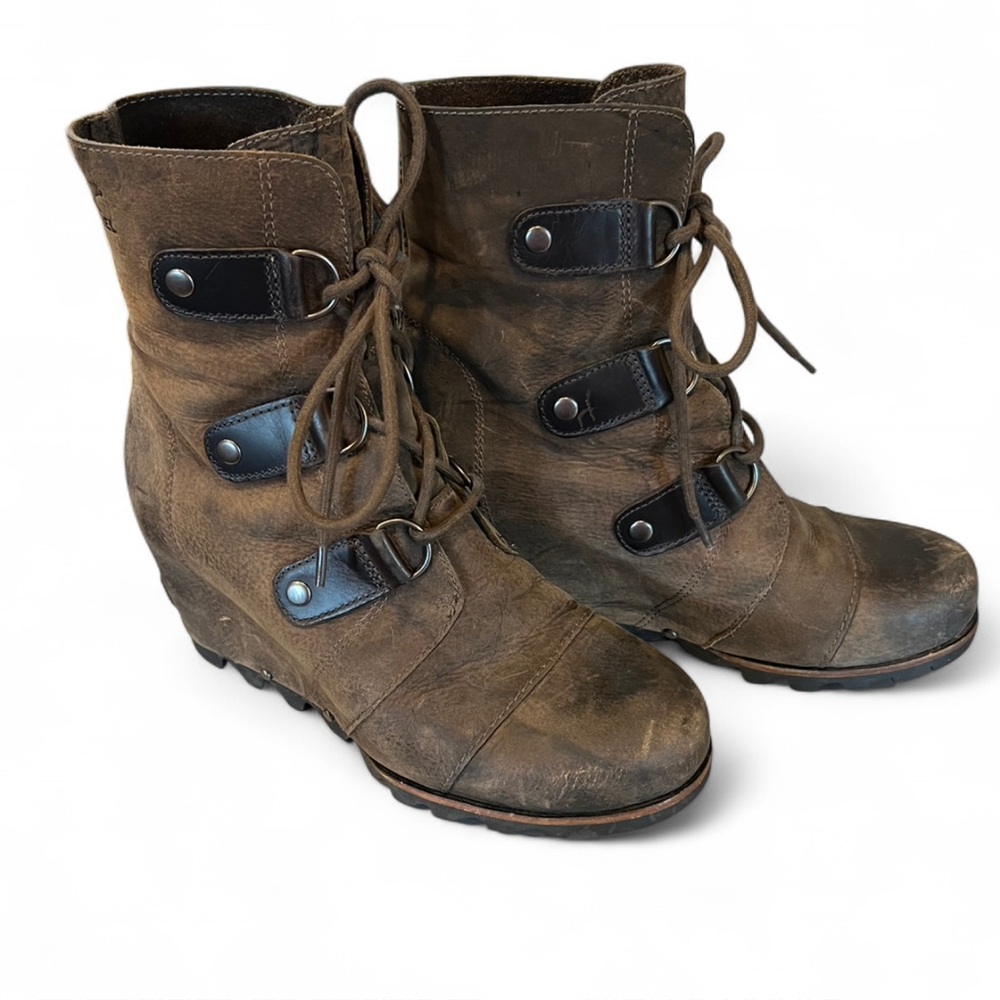 SOREL Joan of Arctic Wedge Mid Brown Waterproof Boots 8.5